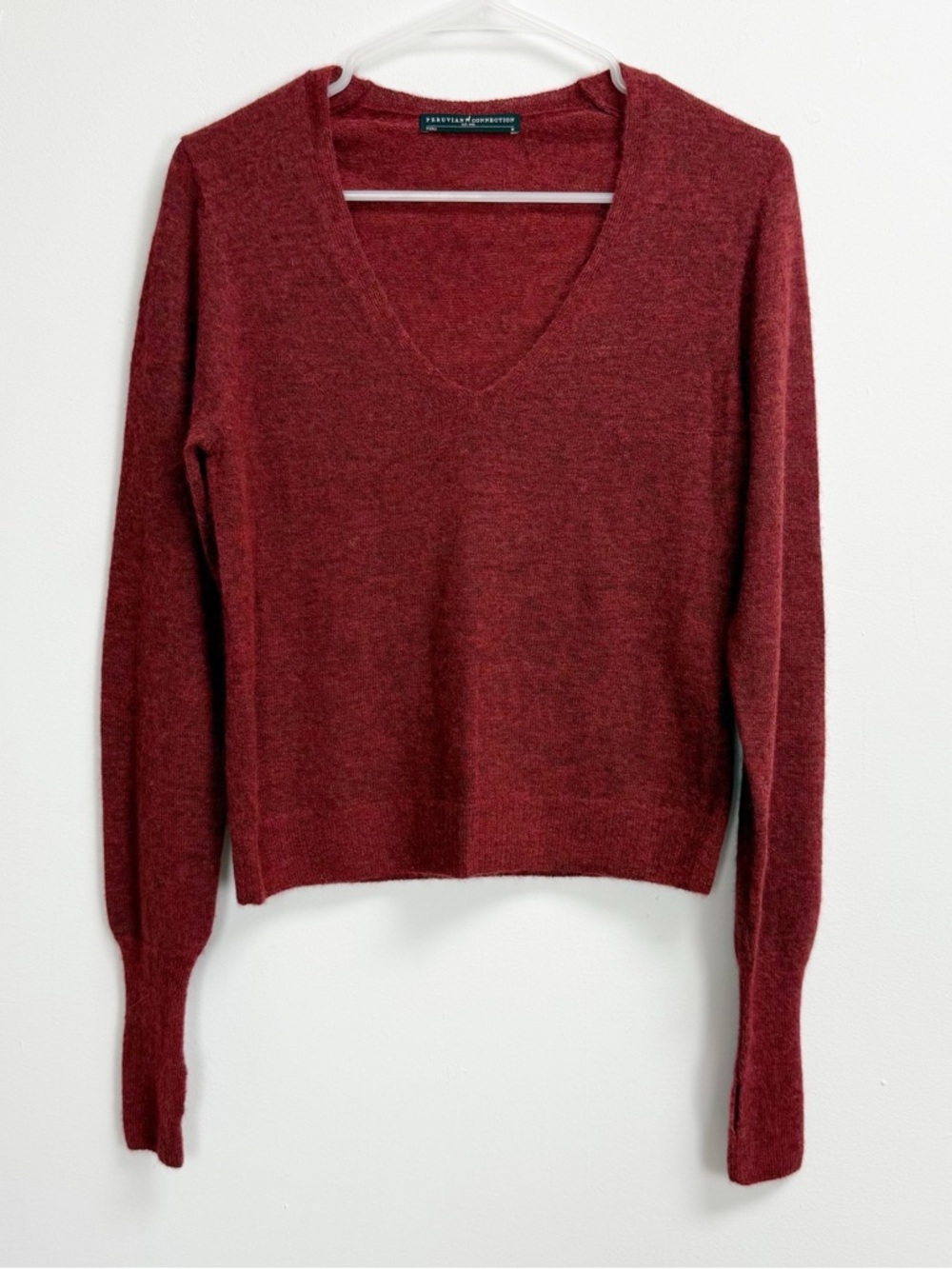 Peruvian Connection Sweater Womens Medium Red VNeck Alpaca Wool Blend